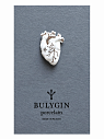 Брошь ручной работы Bulygin «Сердце», бело-серебристая, фарфор, превью фото 2