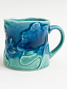 Кружка ручной работы «Лотосы», синяя, фарфор, 350 мл, превью фото 1