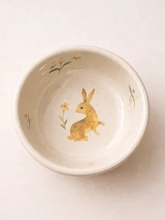 Пиала ручной работы Керумбия « Кролик» №1, светло-бежевая, 7,5 см