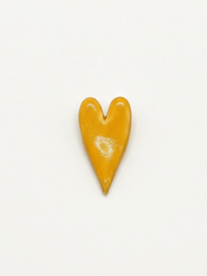 Брошь ручной работы «Длинное сердце», оранжевая, керамика