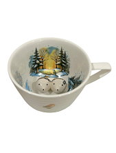 Чашка для чая ручной работы Мадам де Тюль с фигуркой внутри Влюбленные ёжики, красная, фарфор, 250 мл