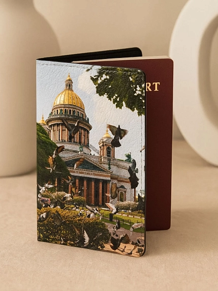 Обложка на паспорт DARI DARI «Исаакиевский собор и голуби», искусственная кожа, фото 2.