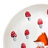 Тарелка ручной работы с бортиком Лисёнок с мухоморами, белая, фарфор, 16 см, превью фото 3