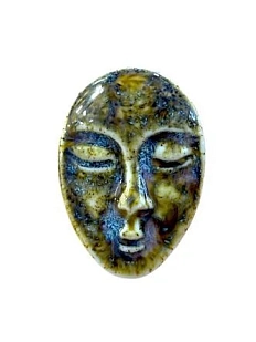 Кольцо ручной работы КерамЕлКа «Лицо овальное», коричневое, фарфор