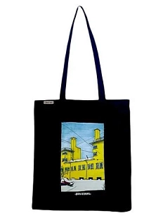 Сумка шоппер с дворами Петербурга «Дом на Фарфоровской улице», чёрный