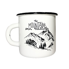 Эмалированная кружка «Mountains are calling», белая, 400 мл