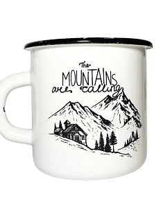 Эмалированная кружка «Mountains are calling», белая, 400 мл