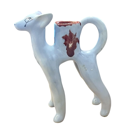 Подсвечник ручной работы в форме собаки, голубой, керамика, фото 1.