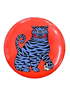 Закатной значок «Синий тигр», металл, 35 мм