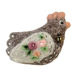 Брошь ручной работы Курочка, шерсть