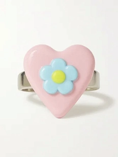 Кольцо Радость Рядом «Цветочек в сердце», незамкнутое, полимерная глина
