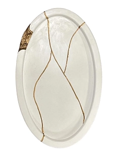 Подставка овал, бело-золотистая