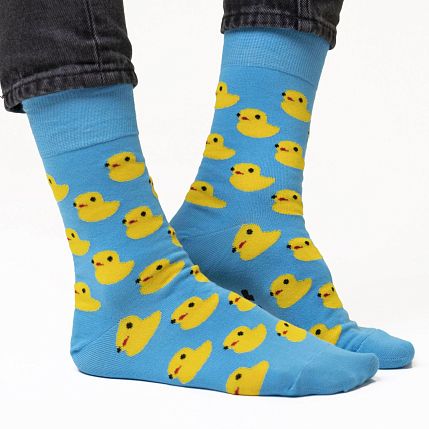 Носки «Жёлтые уточки», р-р 42-46, голубые, фото 2.