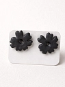 Серёжки-гвоздики КерамЕлКа «Цветок», черные, фарфор, превью фото 2