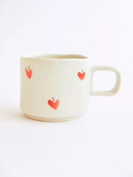 Кружка ручной работы Мария Гордеева с фигуркой Лошадка с розовыми яблочками, полуфарфор, 250 мл, фото 2.