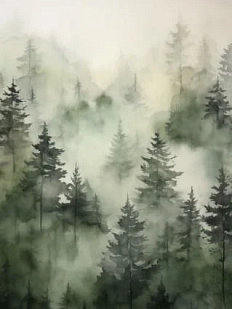 3D Стикер на телефон «Туманный лес», объёмный