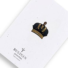 Брошь ручной работы Bulygin «Корона», фарфор, чёрно-золотистая