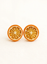 Серьги-гвоздики «Апельсин», полимерная глина, превью фото 2