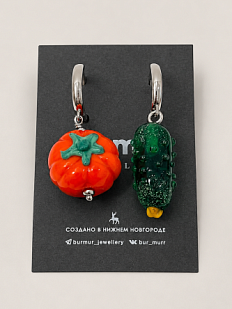 Серьги Бур.Мур «Салат», родированная латунь, стекло