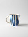 Кружка ручной работы в голубую полоску, керамика, 450 мл, превью фото 1