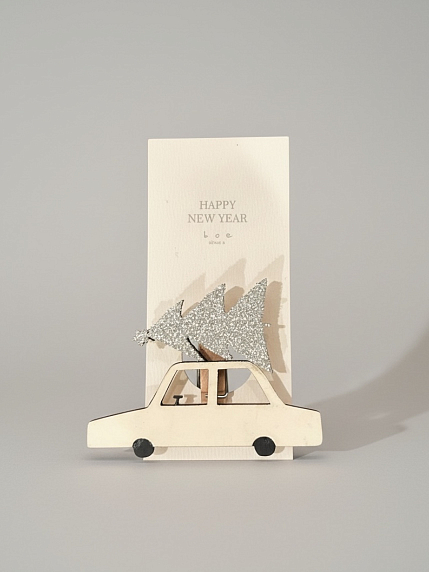 Бирка для подарка на прищепке «Машинка с ёлкой», BOE, фото 1.