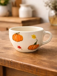 Кружка ручной работы «Тыквы и листья», керамика, 300 мл