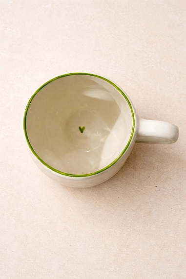 Кружка ручной работы РУКИ В ГЛИНЕ «Mood: prosecco all the time», белая, керамика, 400 мл, круглая, фото 2.