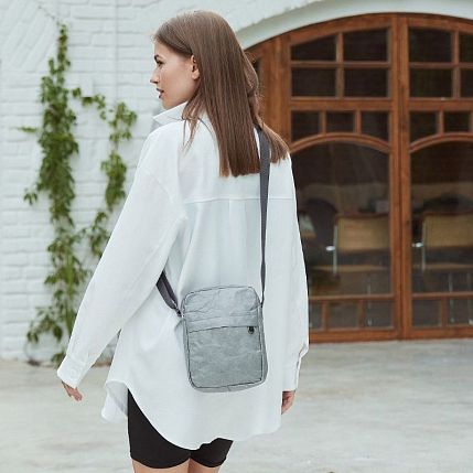 Сумка Ranzel Bags «Bender Gray», тайвек, серая, фото 4.