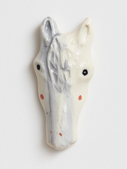 Брошь ручной работы «Лошадка», голубая, керамика, фото 1.