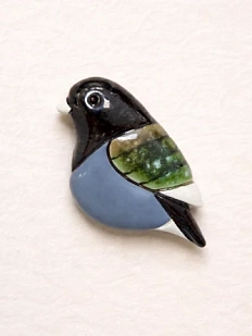 Брошь ручной работы Екатерина Юдо «Птичка», черно-синяя, керамика