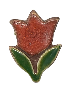 Брошь керамическая ручной работы «Тюльпан», красная