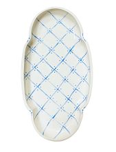 Тарелка овальная ручной работы «Голубые ромбики», керамика, 24 см