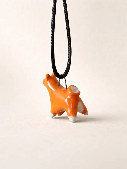Подвеска ручной работы Боттери керамика с собачкой «‎Сиба-ину»‎, керамика, фото 2.