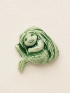 Магнит Мама Черепаха керамический, ручной работы «Русалка», зеленый
