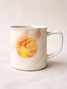 Кружка ручной работы Анна Герман «Рыжая девушка», бело-розовая в крапинку, фарфор, 300 мл