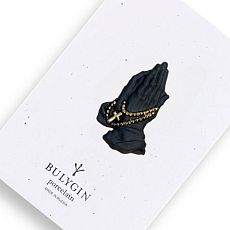 Брошь ручной работы Bulygin «Молитва», фарфор, чёрно-золотистая
