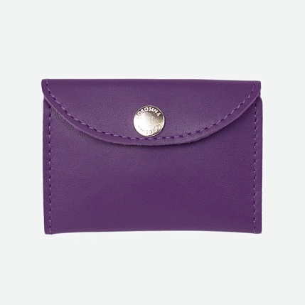 Cкладной кошелёк визитница ручной работы, Kokosina bags, натуральная кожа, фиалковый, фото 1.