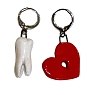 Серьги-конго Боттери керамика «Зуб и красное сердце», керамика, превью фото 1
