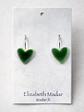 Серьги Сердечки, керамика, тёмно-зелёные, превью фото 1