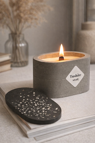 Интeрьерная свеча «Морская соль и орхидея», соевый воск, большая, фото 4.