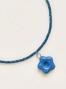 Чокер ручной работы Ловетанн керамика «Голубой цветок», полуфарфор, бисер