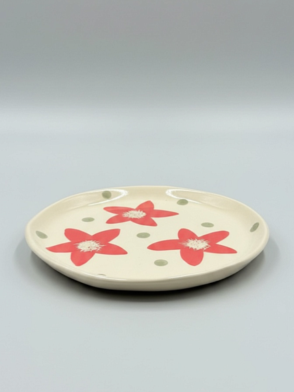 Тарелка ручной работы с росписью «Цветочки», керамика, 15 см, фото 2.