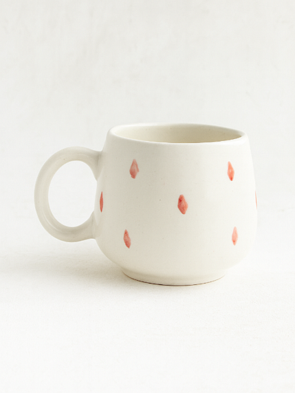 Кружка ручной работы с росписью Лягушка в жабо с коричневыми ромбиками, фарфор, 350 мл, фото 2.