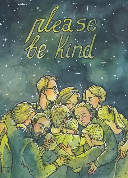 Открытка Зелёная лампочка «Please be kind», А6, фото 1.