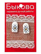 Серьги ручной работы Быкова керамика «Синий орнамент»‎, фарфор