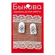 Серьги ручной работы «Синий орнамент»‎, фарфор