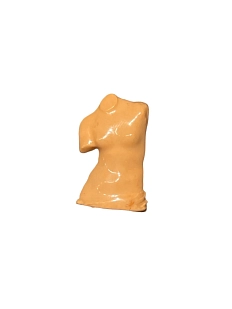 Брошь ручной работы Фарфор Булыгина «Античный торс», оранжевая