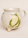 Кружка-котелок ручной работы на ножках «Лягушка», песочная, керамика, 350 мл, превью фото 1
