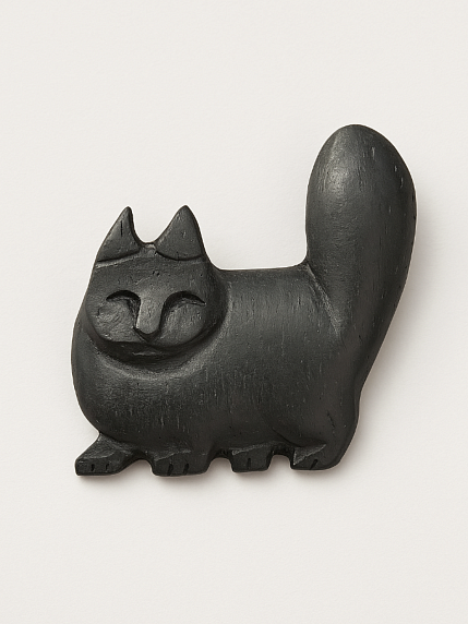 Брошь «Кот мини» в подарочной упаковке, чёрный, фото 1.