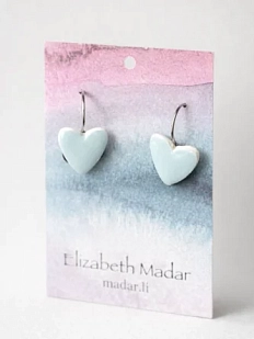 Серьги Elizabeth Madar Сердечки, керамика, голубые